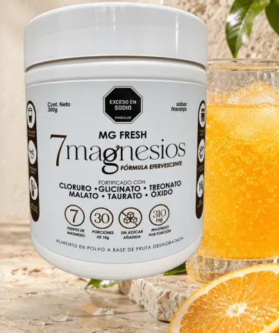 MG Fresh 7 Magnesios — fórmula efervescente sabor naranja